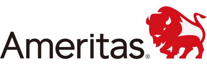 680293d3e610e_AMERITAS (1) A black and white logo of the company veritas.