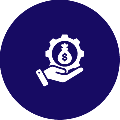 Safe and Efficient Services (2) A hand holding a coin with a dollar sign in it.